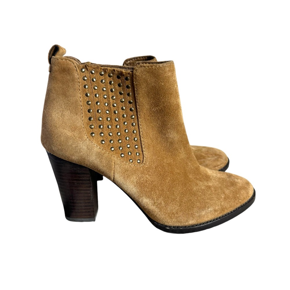 Antonio Melanie Leather Suede Heeled Ankle Booties in Brown